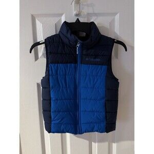 Columbia Puffer Vest Youth XXS 4/5 Blue Tonal Warm Jacket Full Zipper ***
